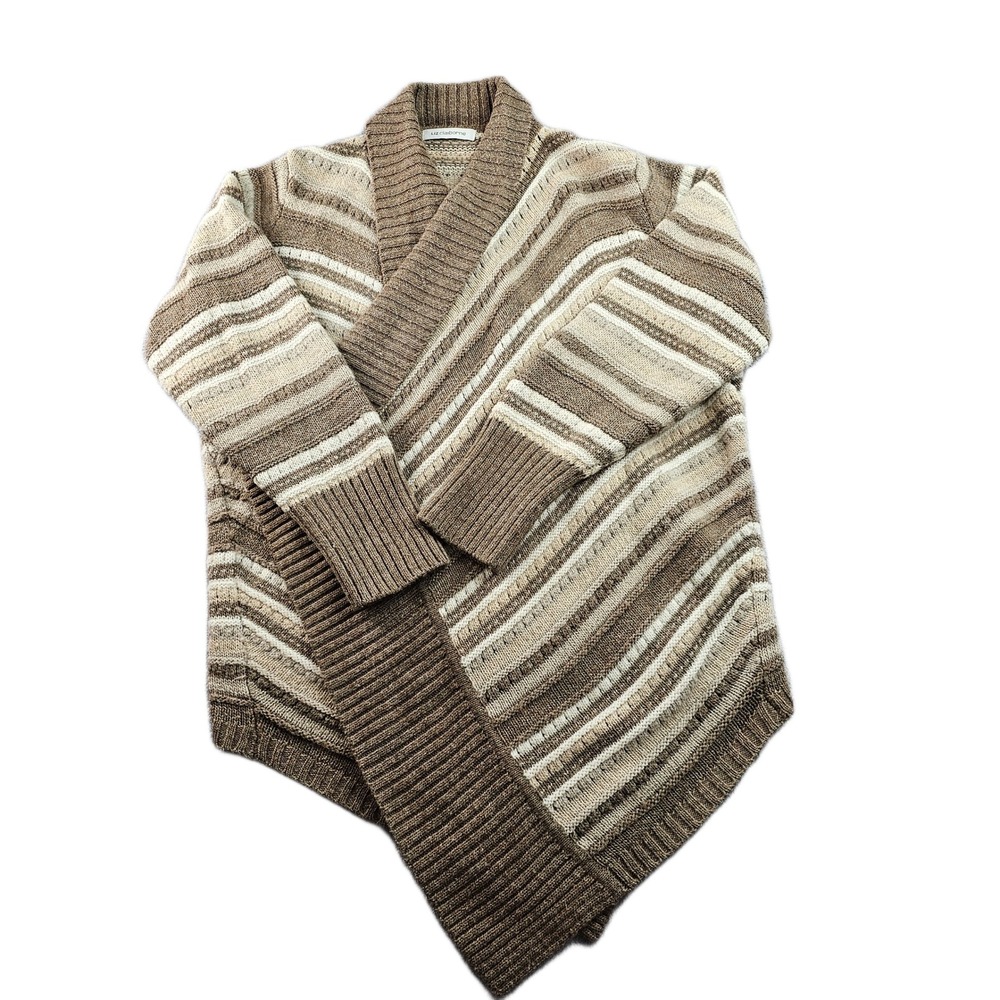 Liz Claiborne Cardigan Women's XL Colorful Striped Wool Boho Open Drape Front